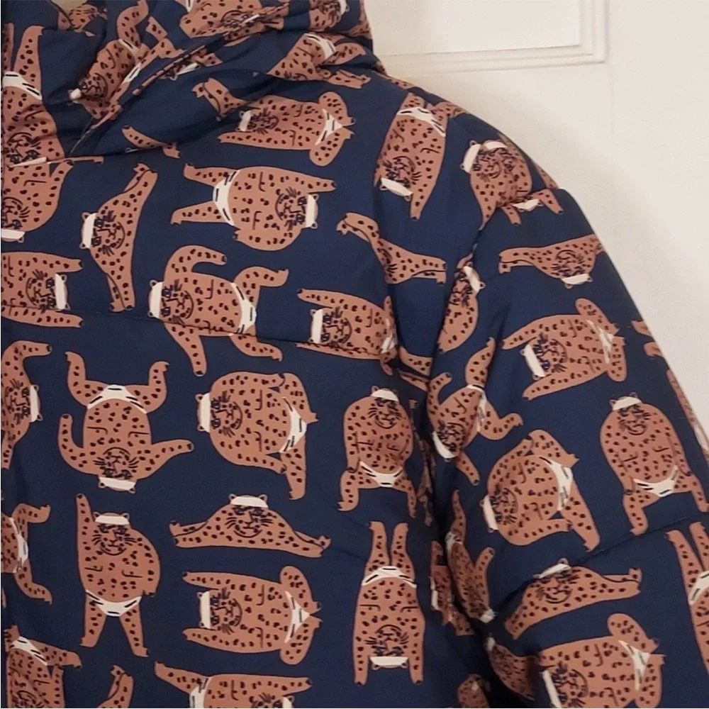 Compania Fantastica Sumo Cat Print Puffer Coat size Large - Picture 5 of 16